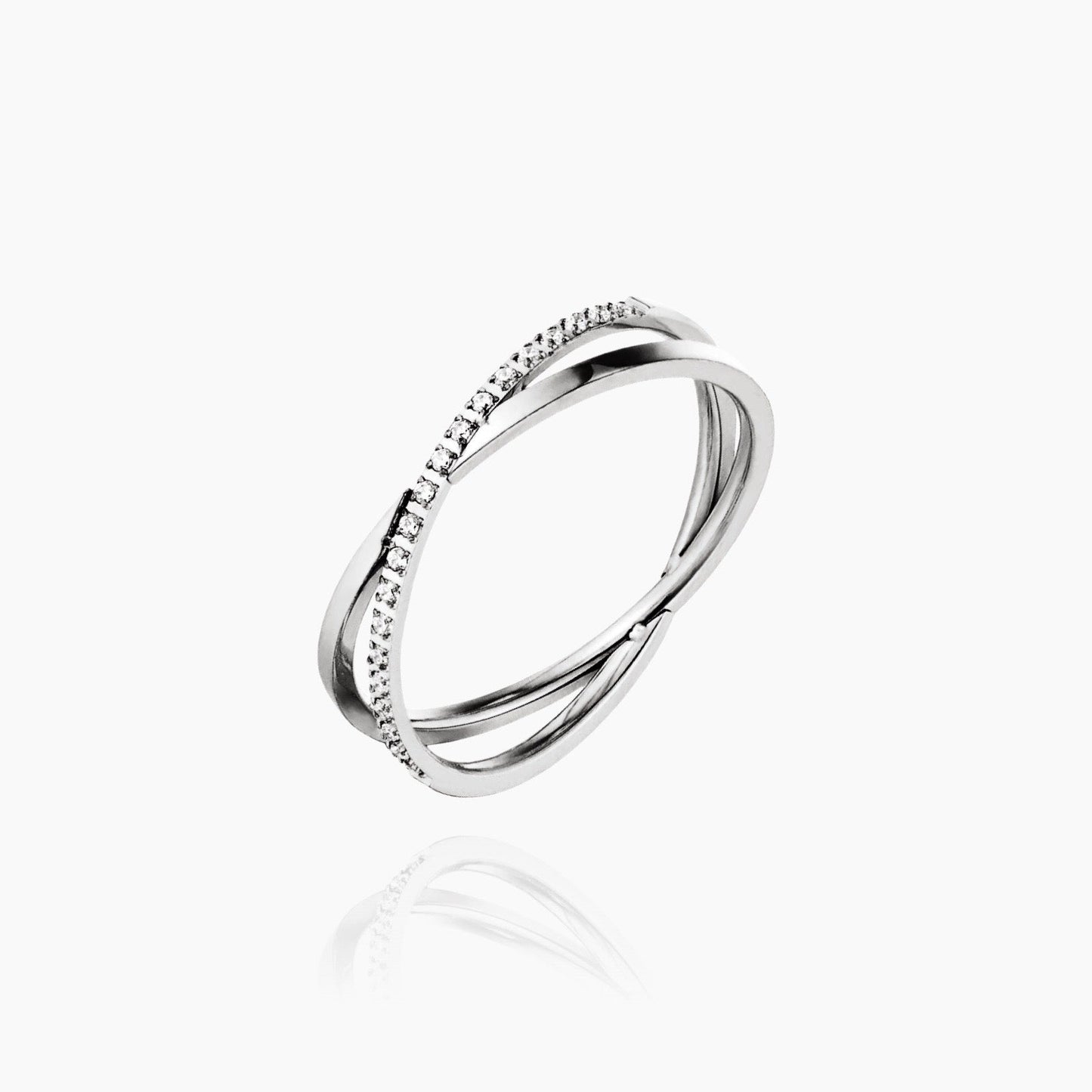 X Shape Pavé Ring