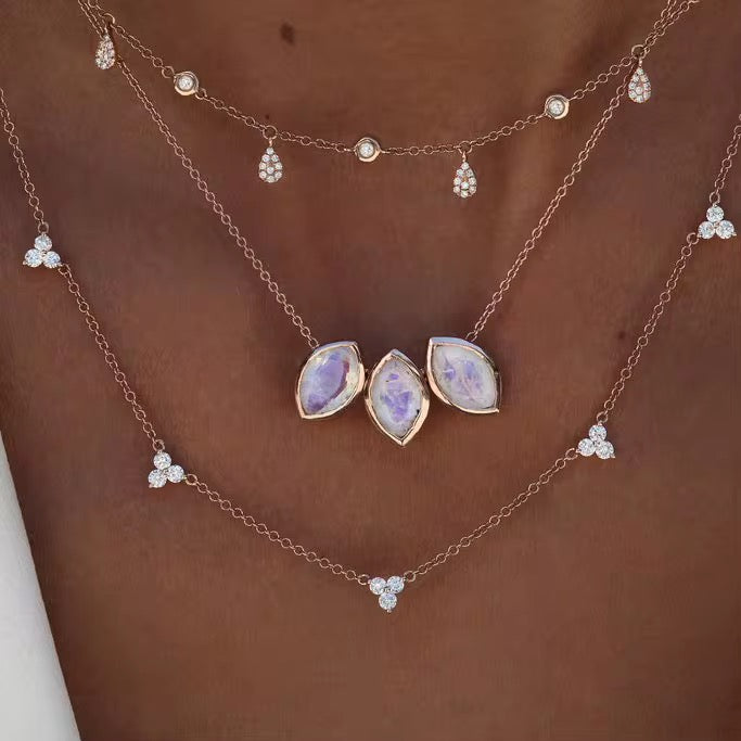 925 Sterling Silver Necklace Trio Diamante