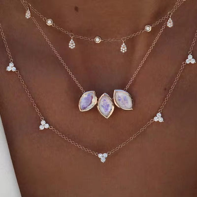 925 Sterling Silver Necklace Trio Diamante