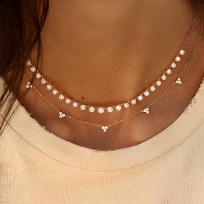 925 Sterling Silver Necklace Trio Diamante