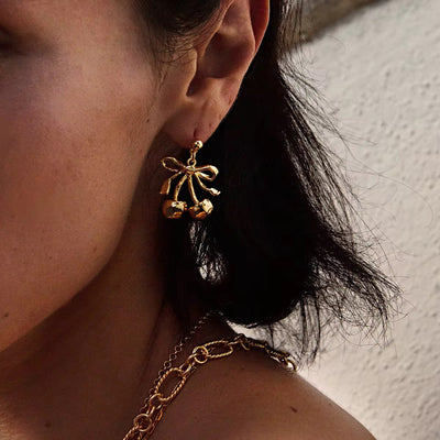 Bow Tie Cherry Earrings