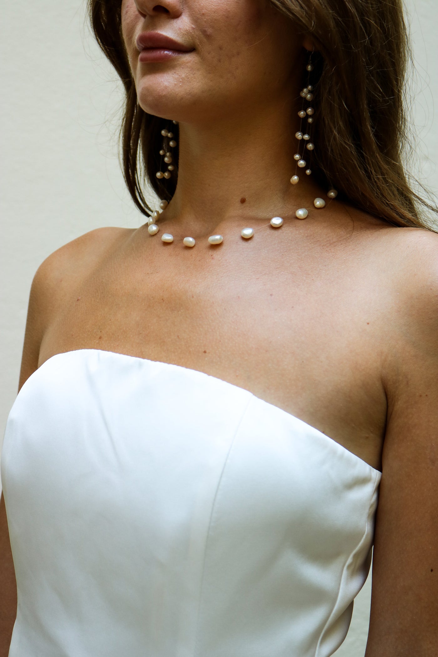 Bridal Necklace Oval Pearls