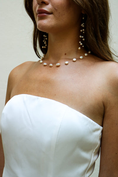 Bridal Necklace Oval Pearls