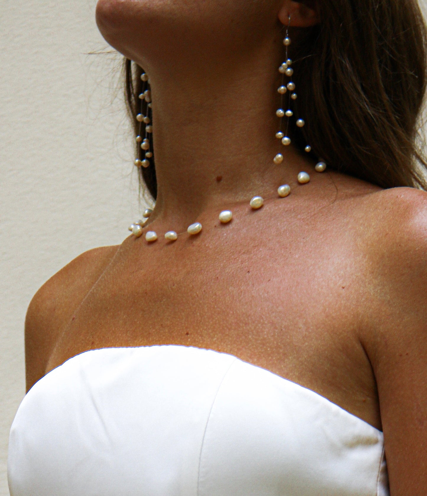 Bridal Necklace Oval Pearls