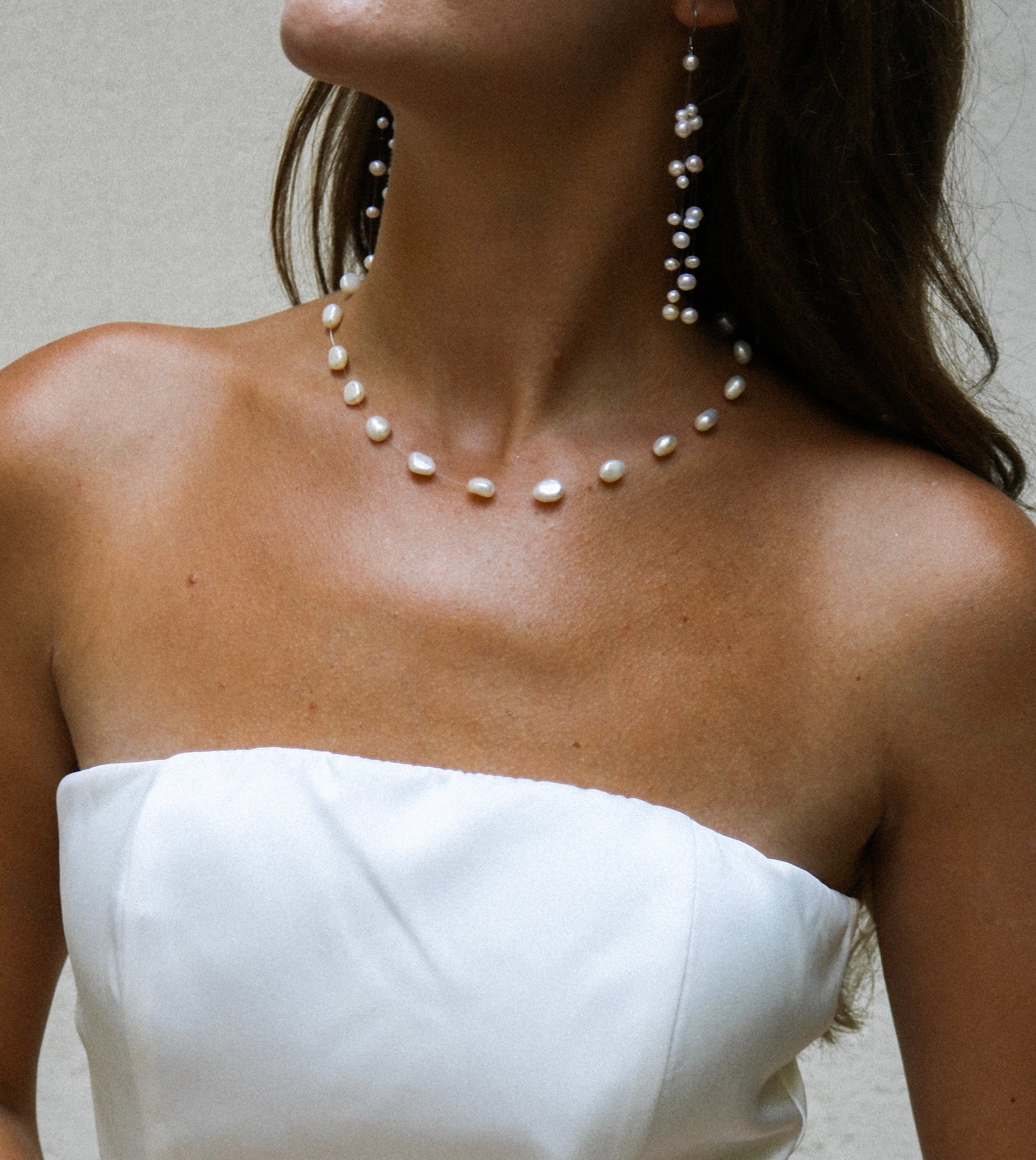 Bridal Necklace Oval Pearls