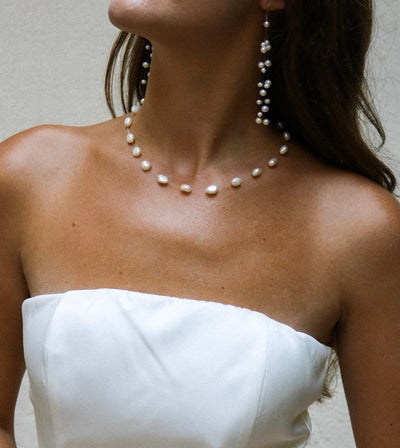 Bridal Necklace Oval Pearls