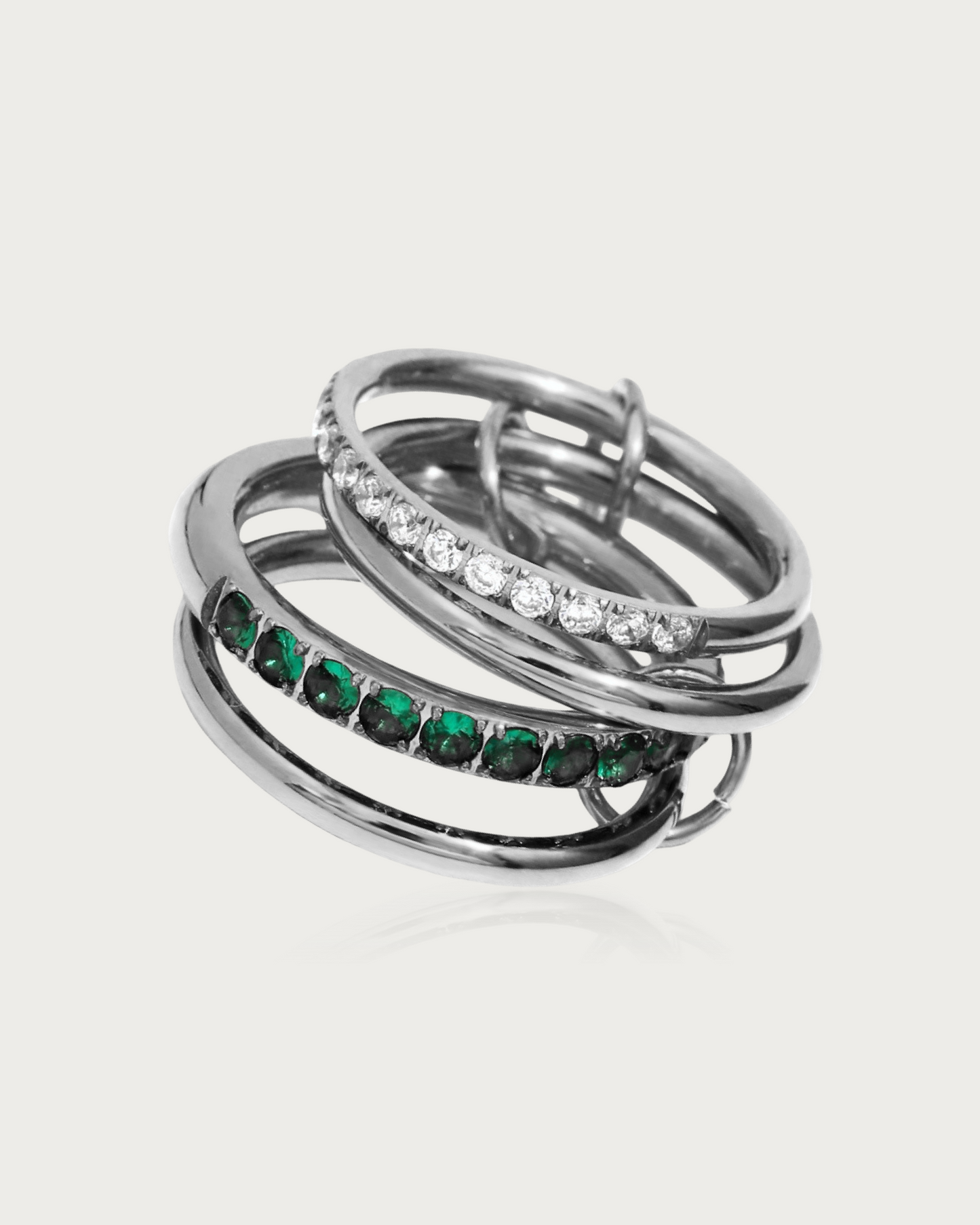 CONNECTION Emerald Four Hoops Ring