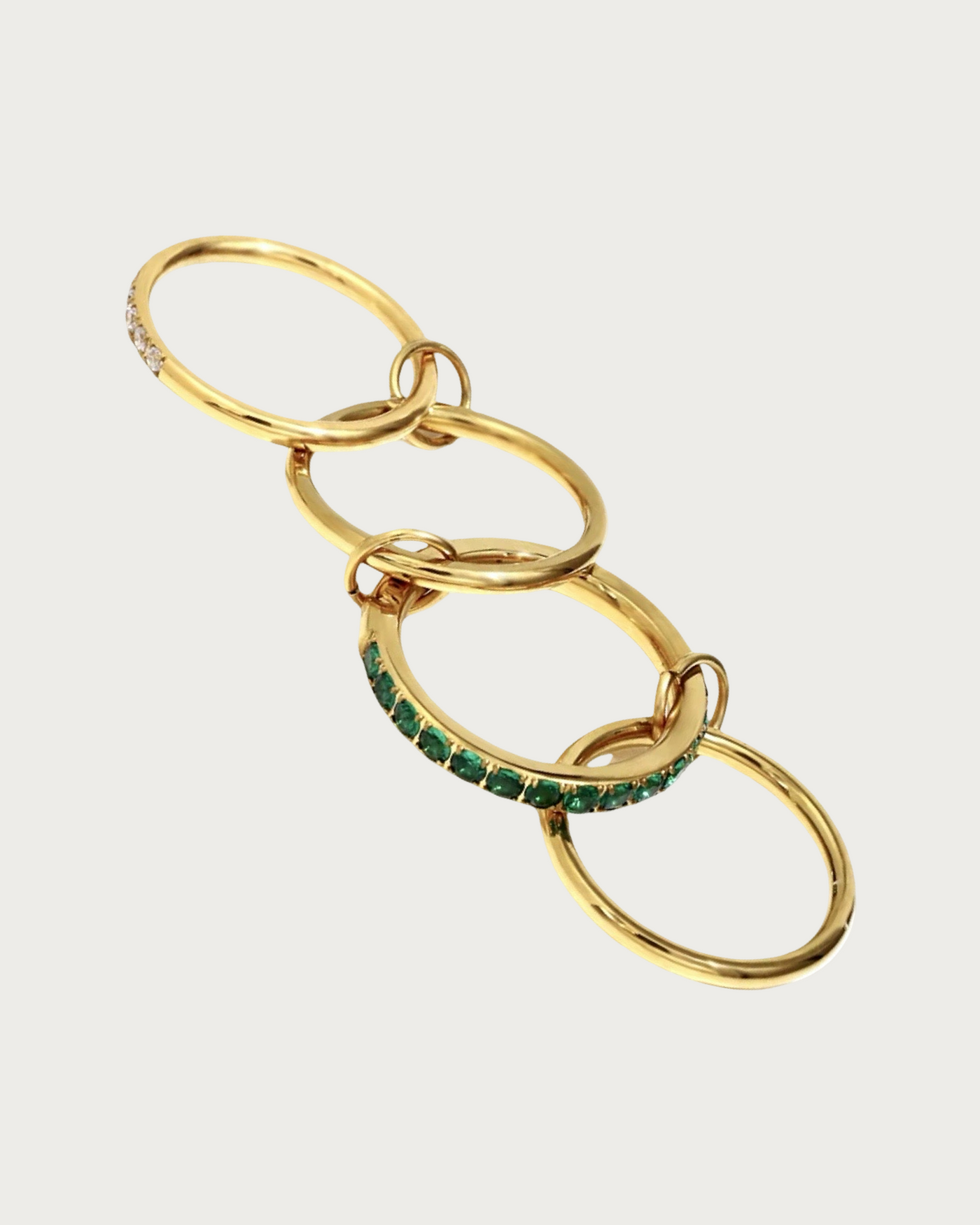 CONNECTION Emerald Four Hoops Ring