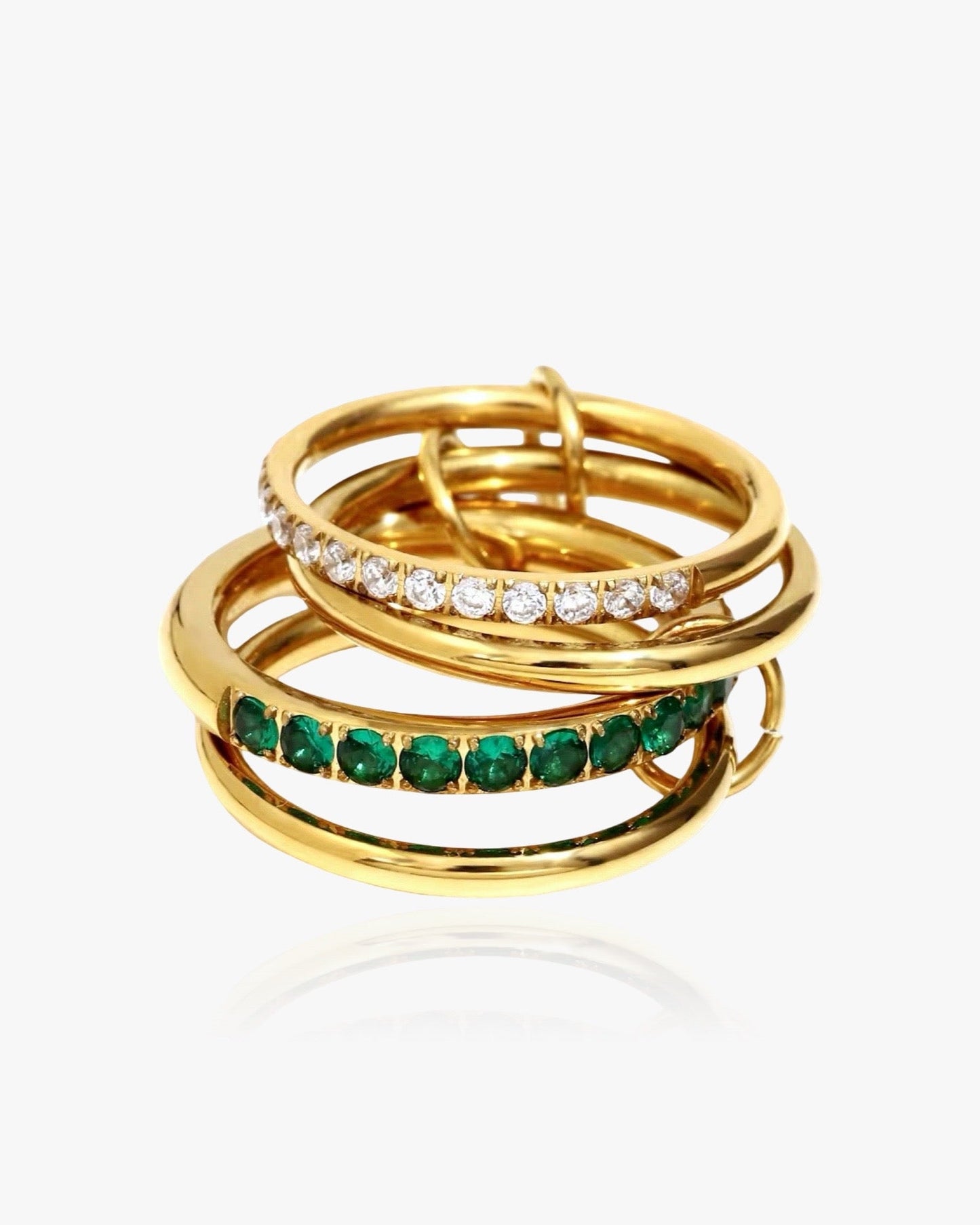CONNECTION Emerald Four Hoops Ring