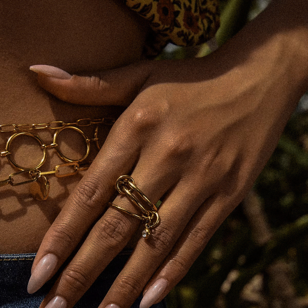 CONNECTION Triple Ring With Charm