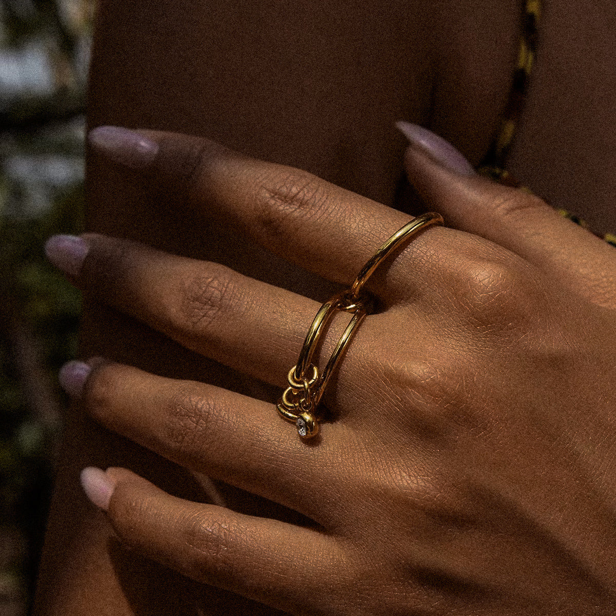 CONNECTION Triple Ring With Charm