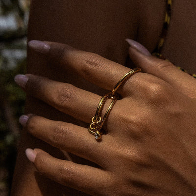 CONNECTION Triple Ring With Charm