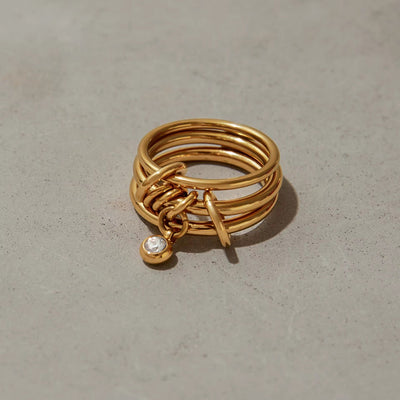 CONNECTION Triple Ring With Charm