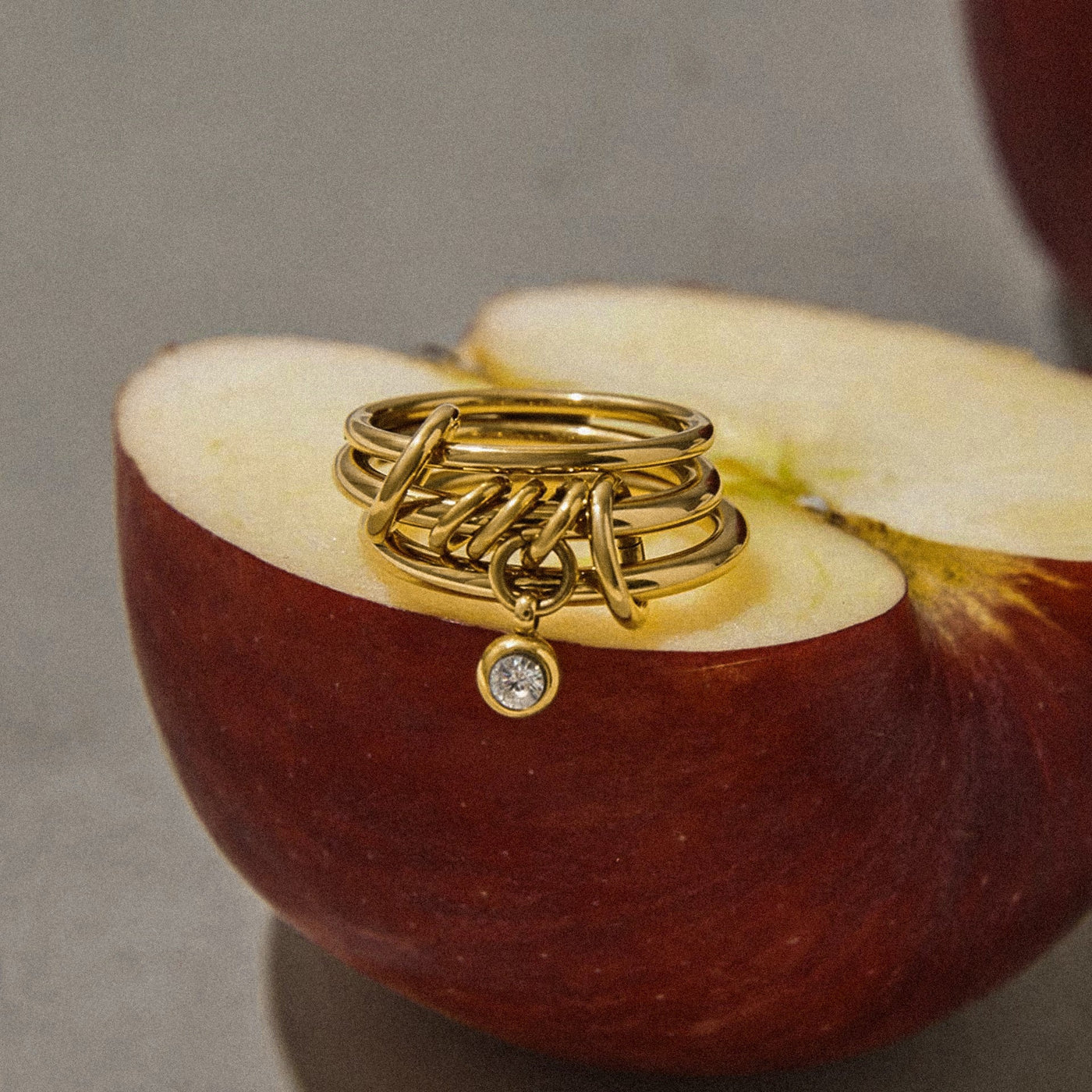 CONNECTION Triple Ring With Charm