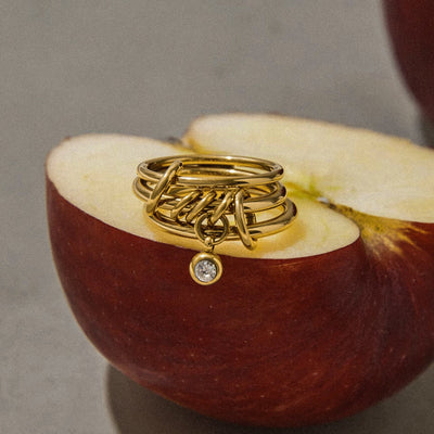 CONNECTION Triple Ring With Charm