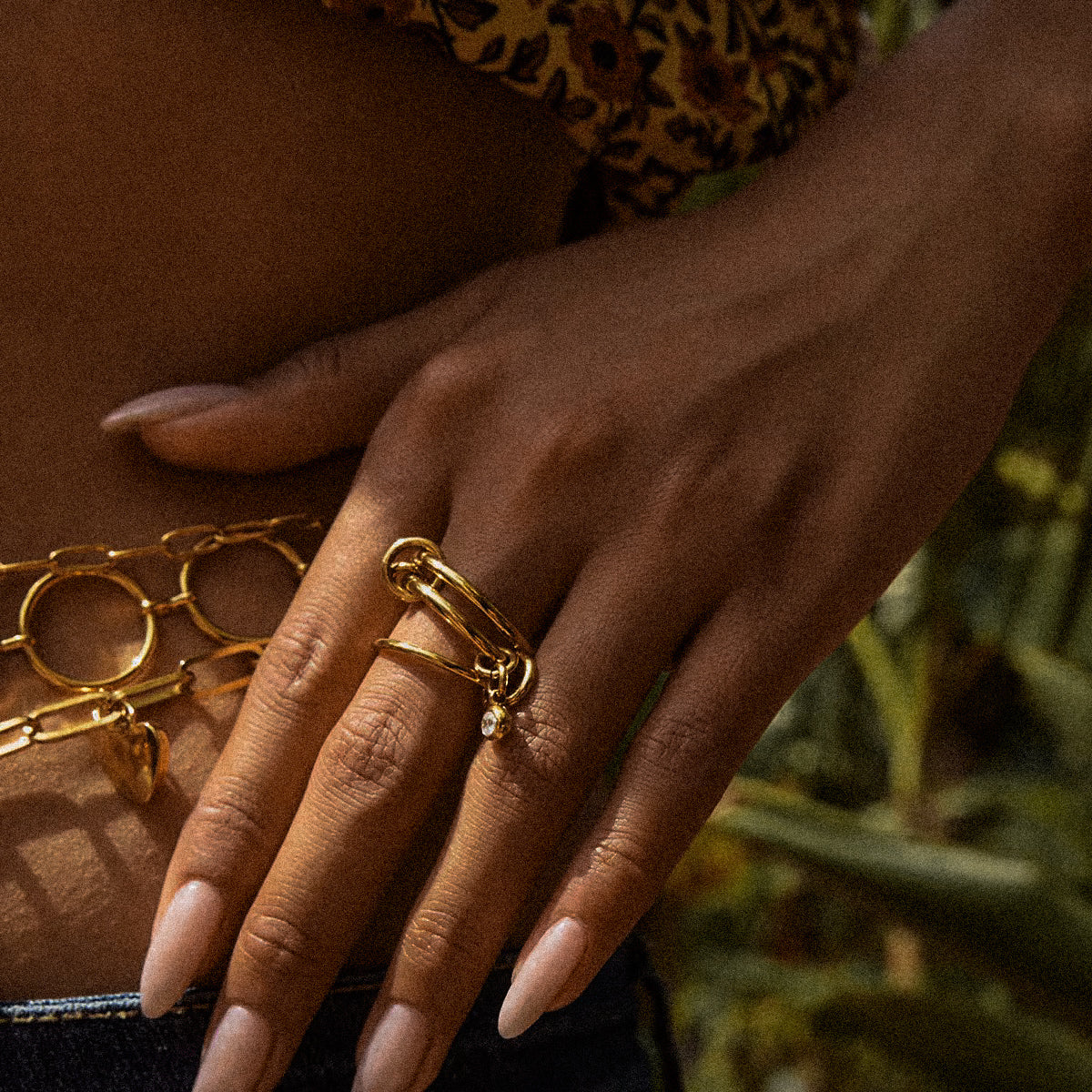 CONNECTION Triple Ring With Charm