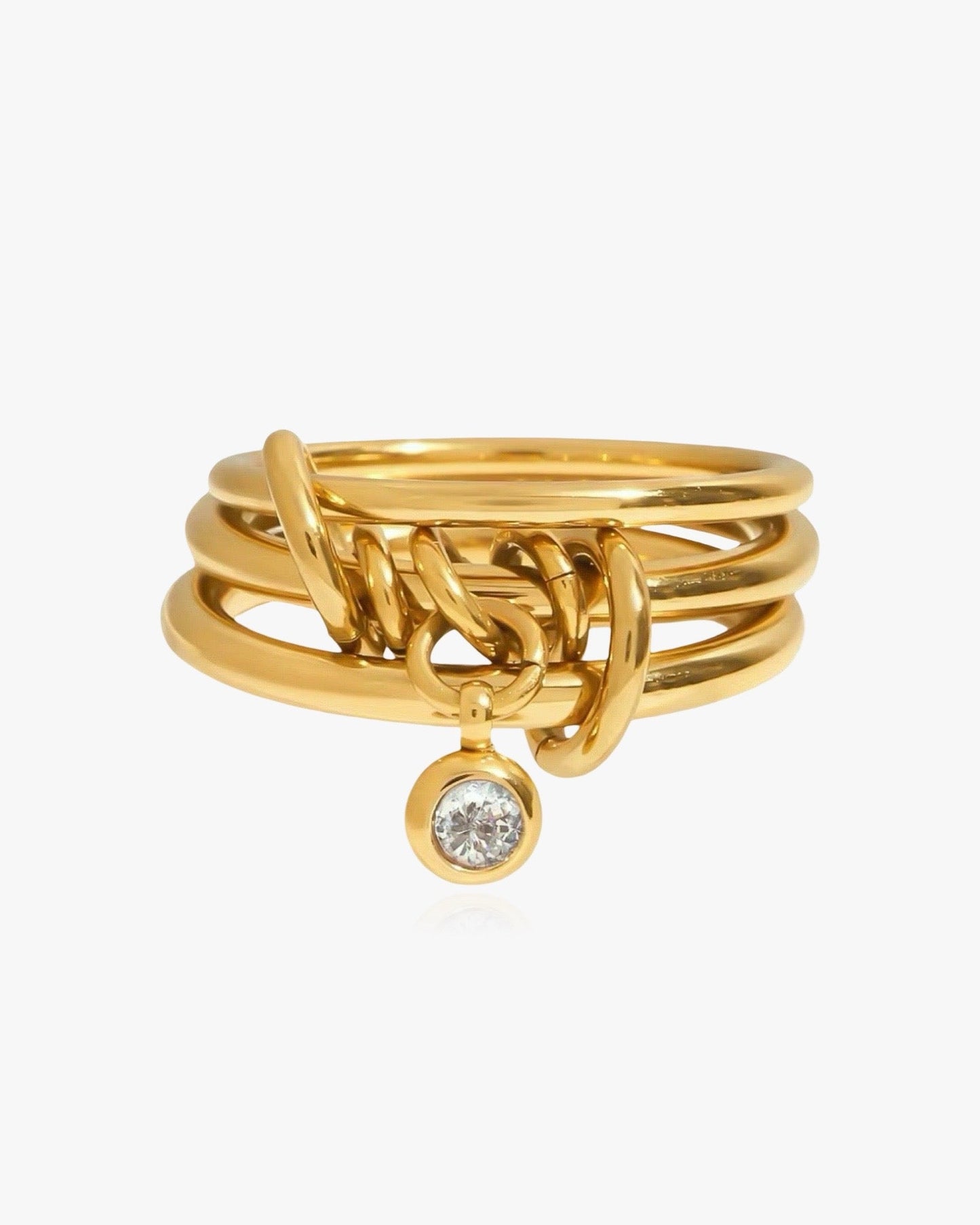 CONNECTION Triple Ring With Charm