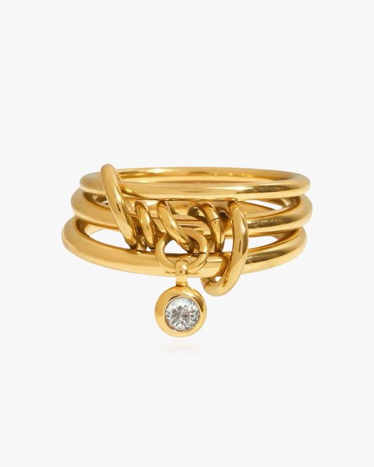 CONNECTION Triple Ring With Charm