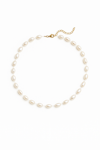 Bridal Necklace Oval Pearls