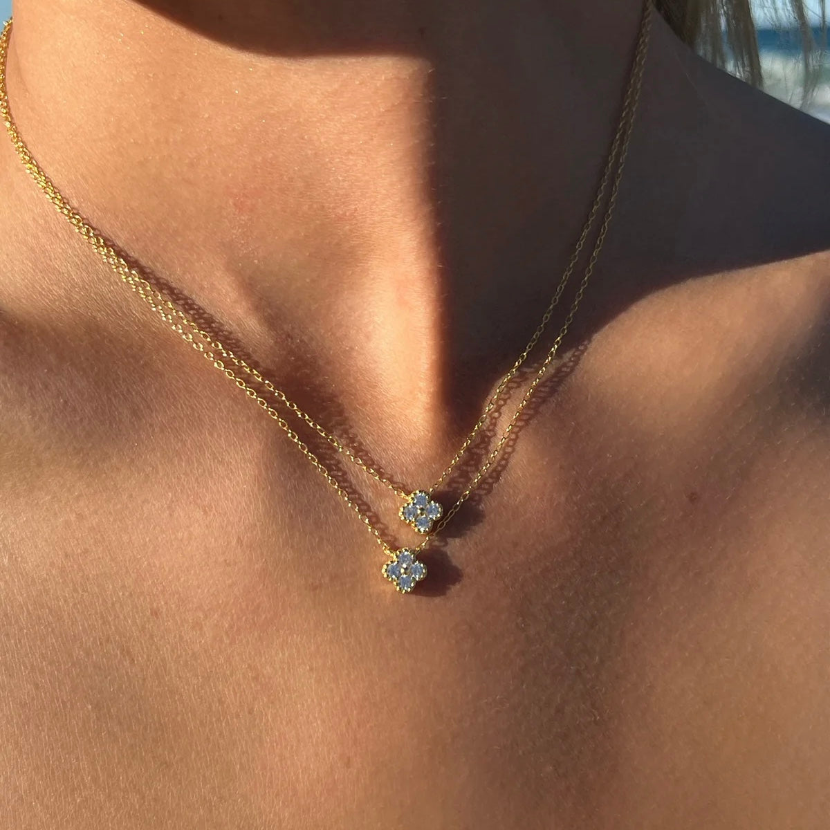 Clover Birthstone Necklace Sterling Silver