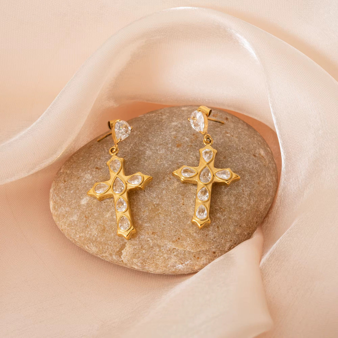 Cross Diamante Earrings