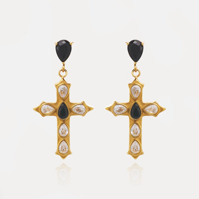 Cross Diamante Earrings