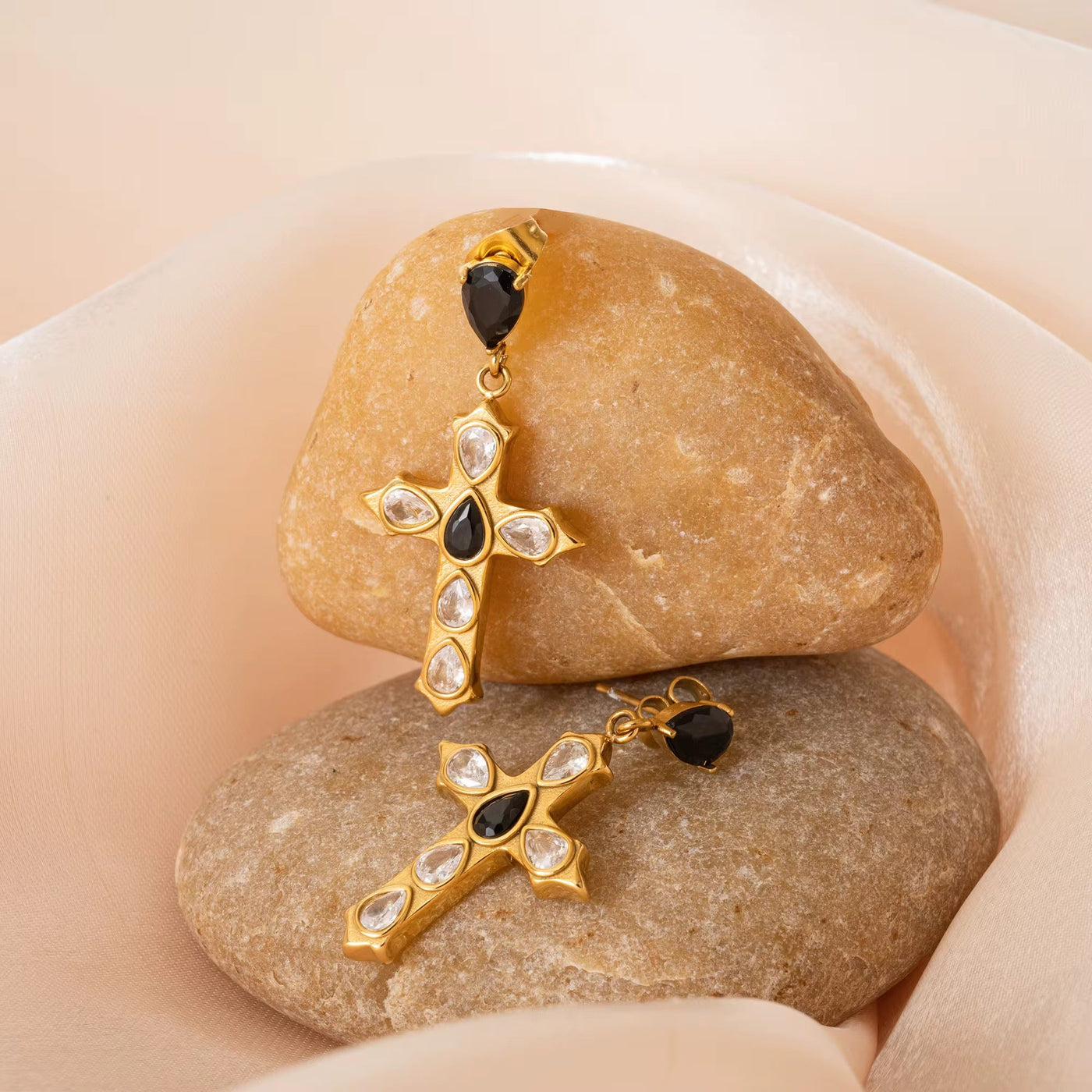 Cross Diamante Earrings