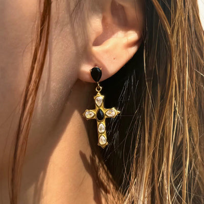 Cross Diamante Earrings