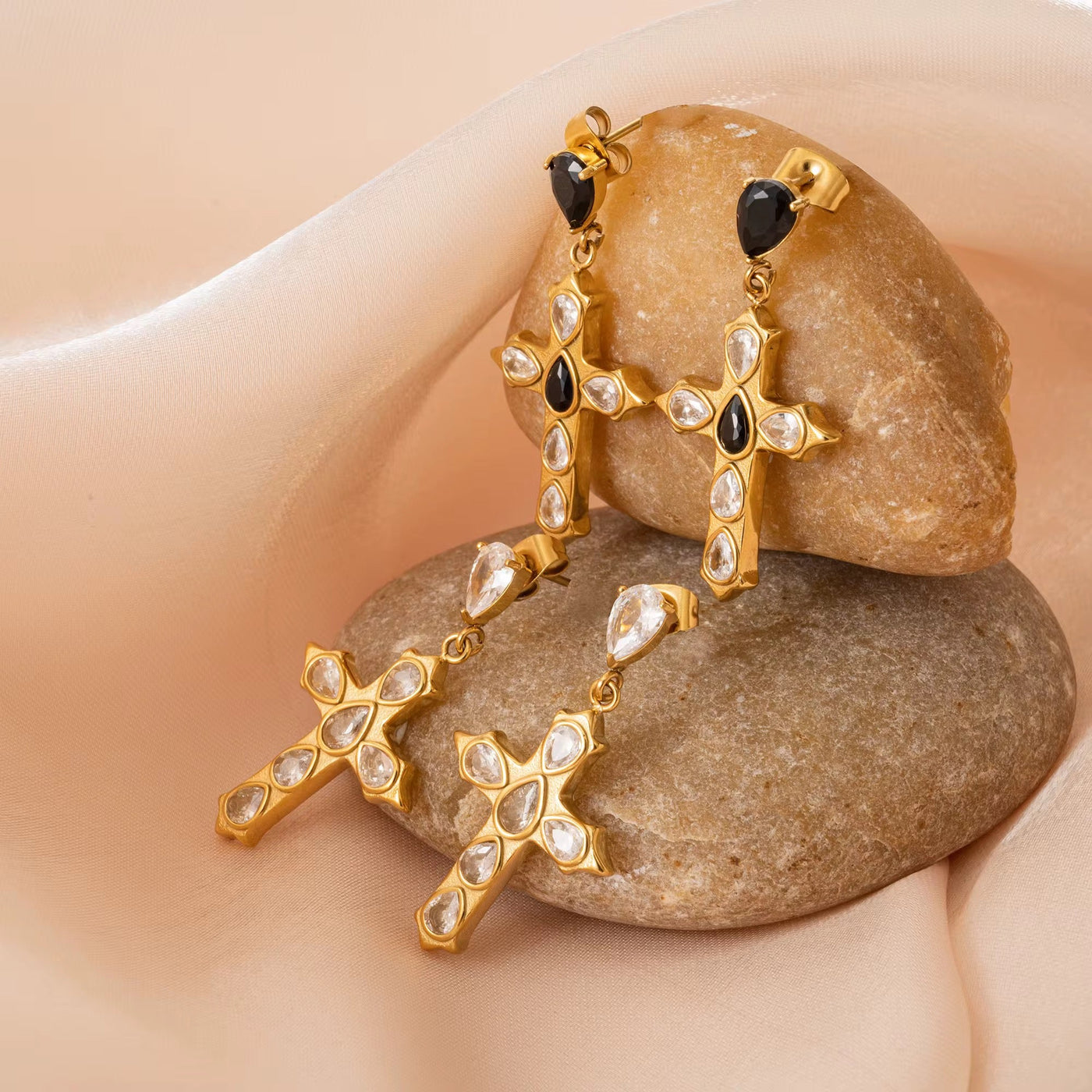 Cross Diamante Earrings