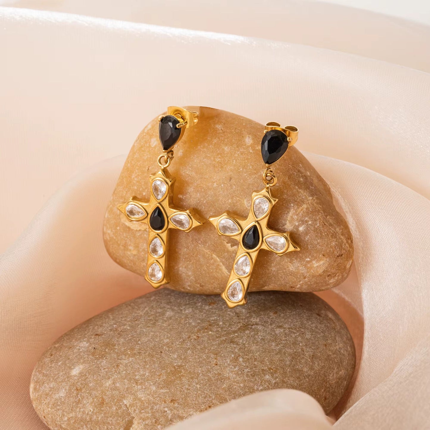 Cross Diamante Earrings