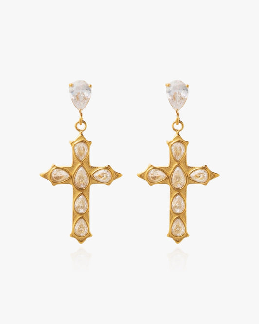 Cross Diamante Earrings