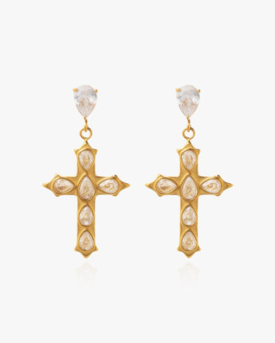 Cross Diamante Earrings