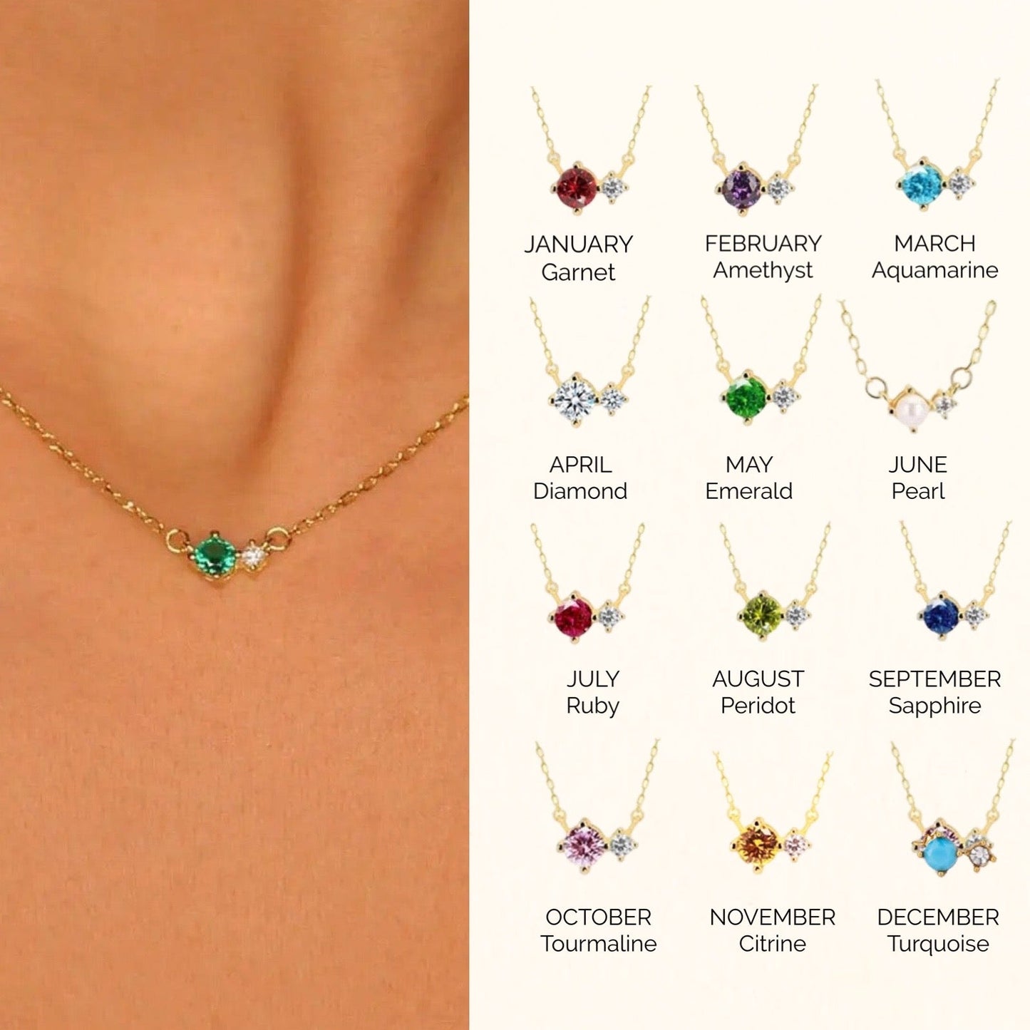 Dainty Birthstone Necklace