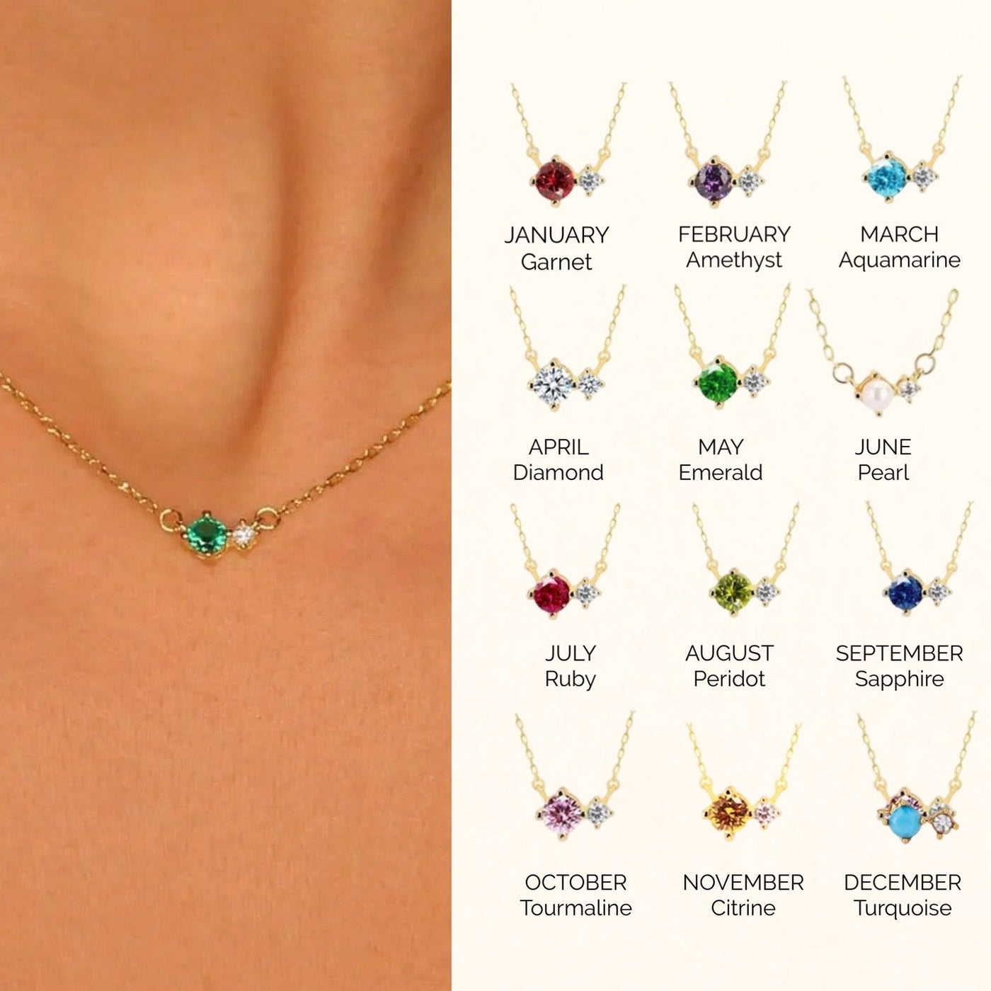 Dainty Birthstone Necklace