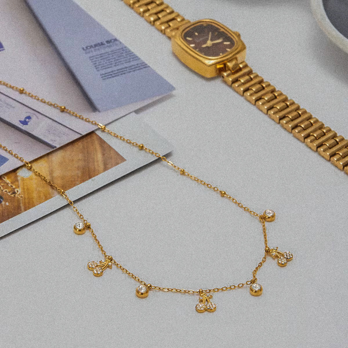 Dainty Cherry Charms Necklace