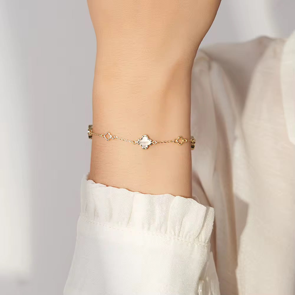 Dainty Clover Bracelet Sterling Silver