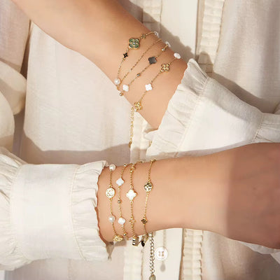 Dainty Clover Bracelet Sterling Silver