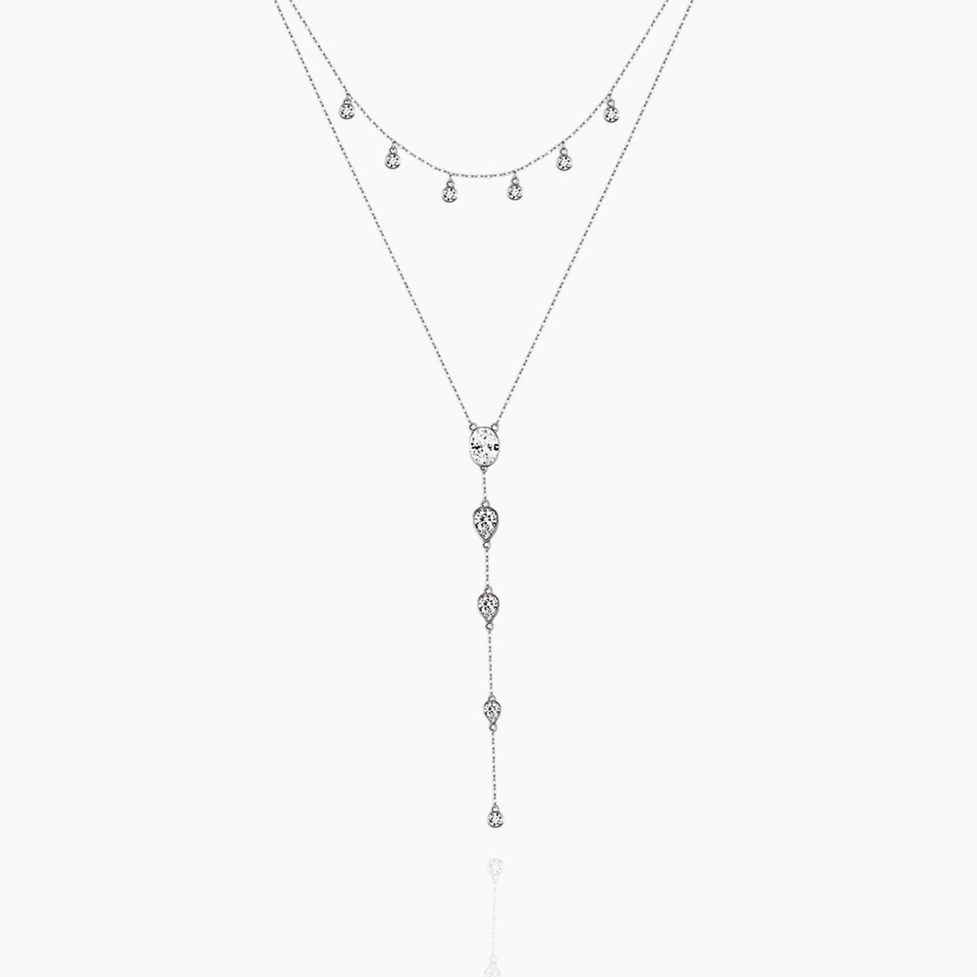 Dainty Crystals Y-Shape Necklace Sterling Silver