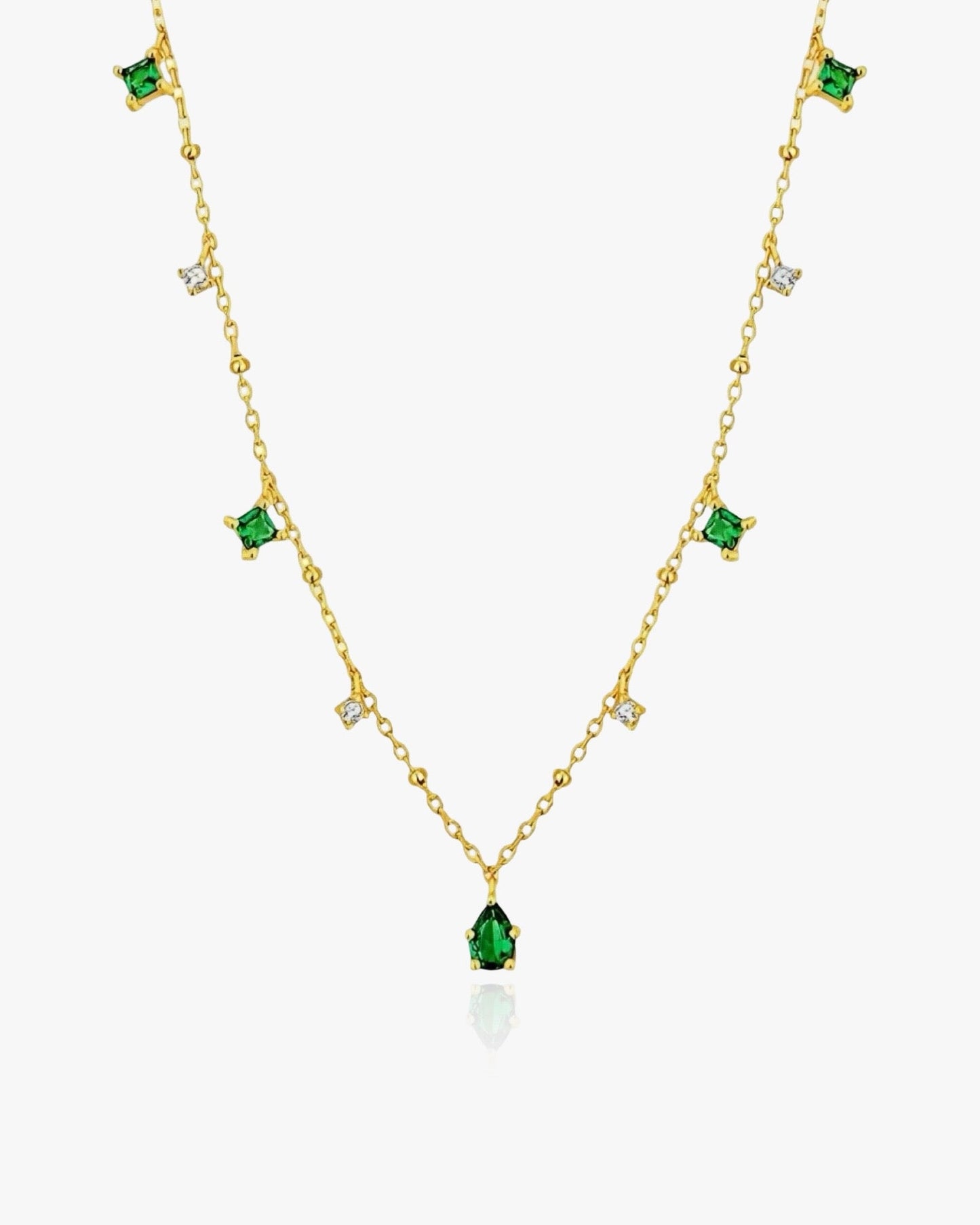 Dainty Emerald Necklace Sterling Silver