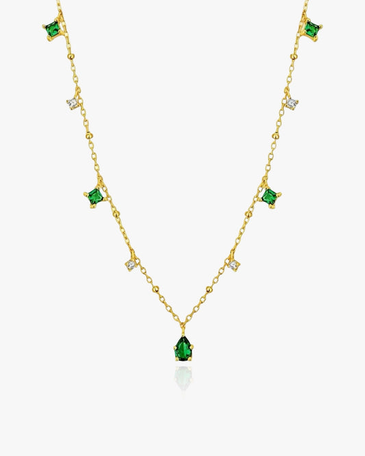 Dainty Emerald Necklace Sterling Silver