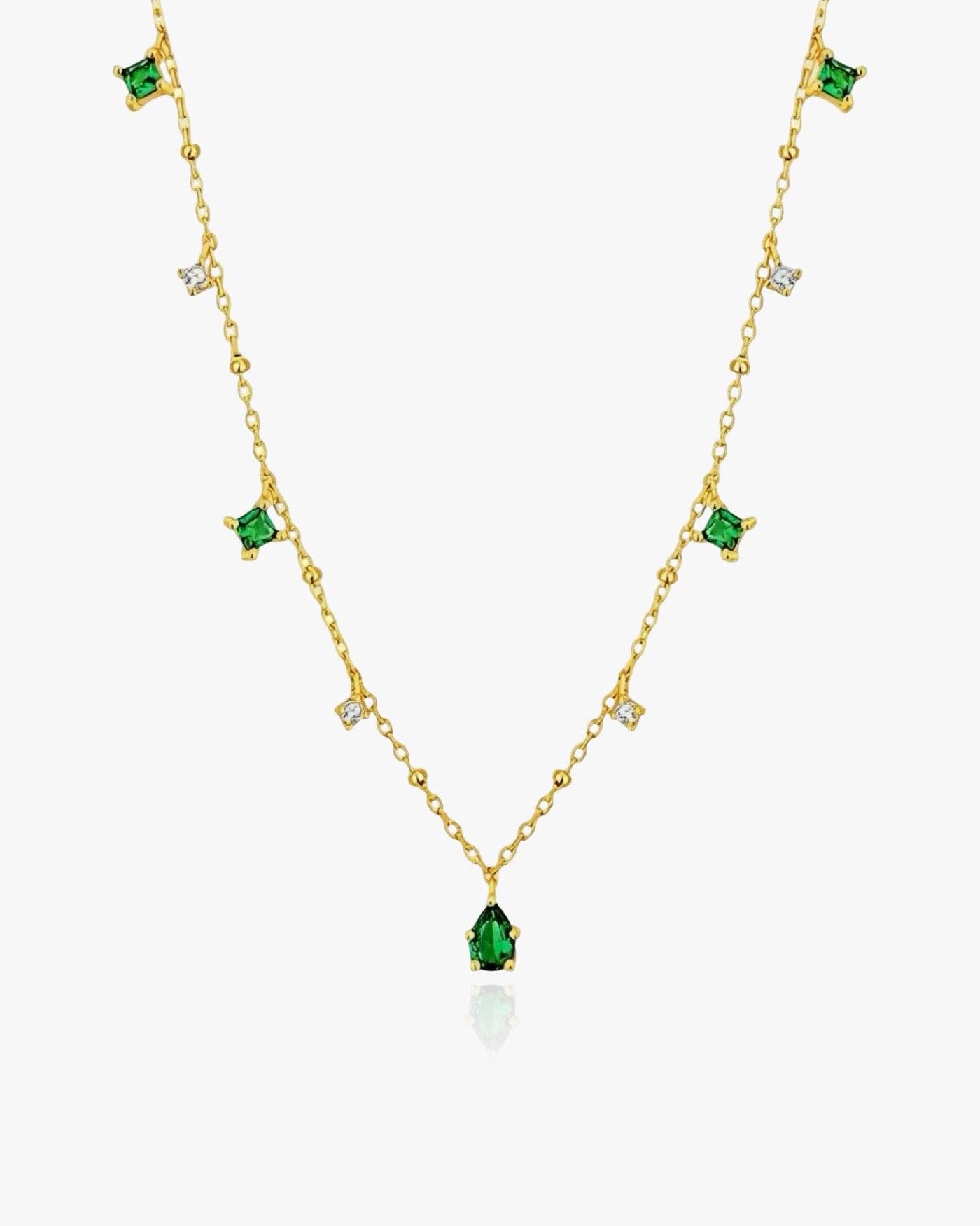 Dainty Emerald Necklace Sterling Silver