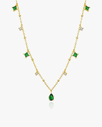 Dainty Emerald Necklace Sterling Silver