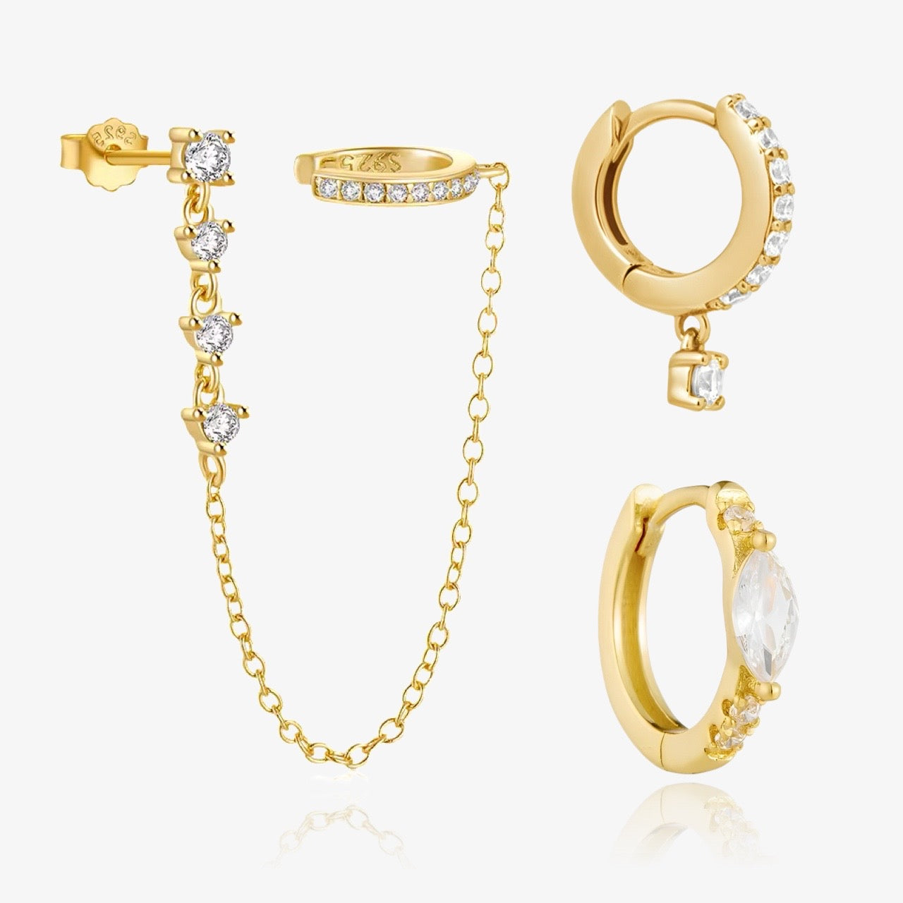 Diamond Cuff Earrings Set