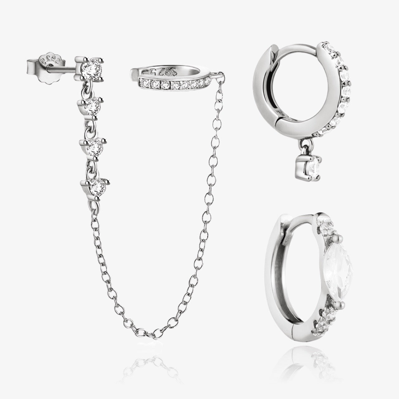 Diamond Cuff Earrings Set