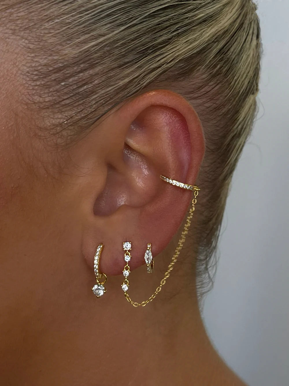 Diamond Cuff Earrings Set