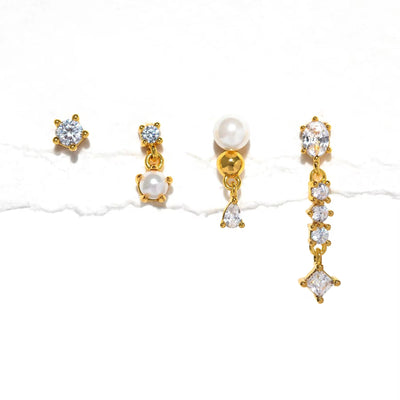 Diamonds And Pearls Earrings Set