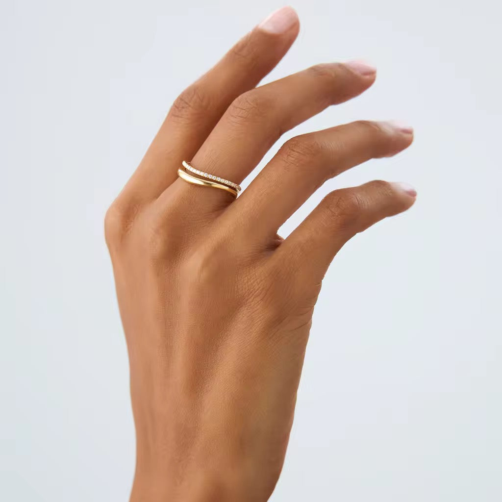 Double Diamante Ring Sterling Silver