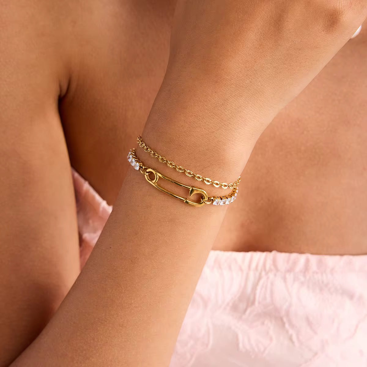 Double Safety Pin Bracelet