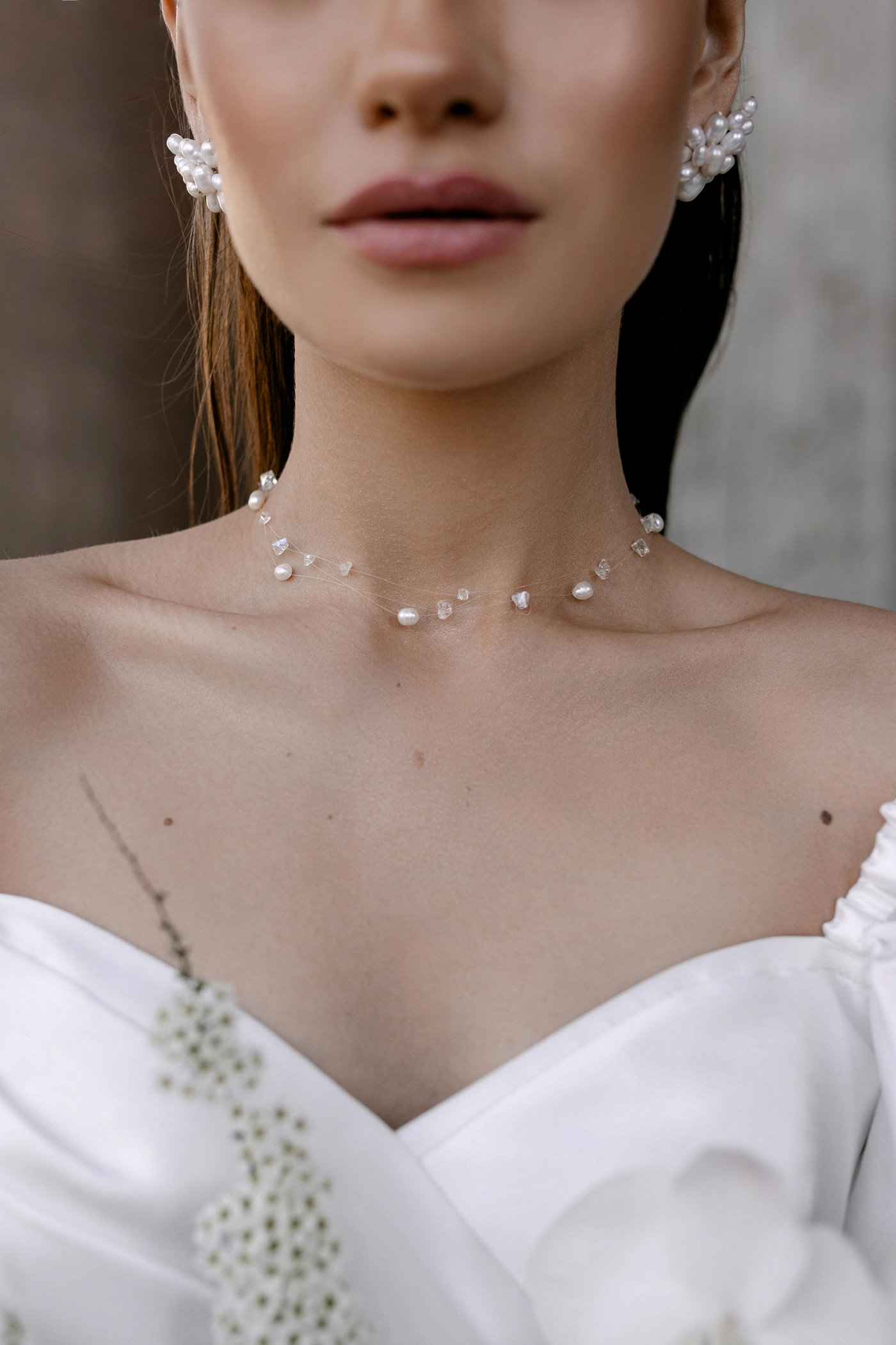 Floating Crystals And Pearls Necklace