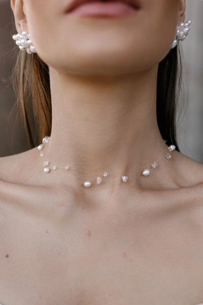 Floating Crystals And Pearls Necklace